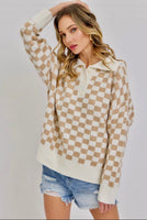 Tan Checkered Sweater