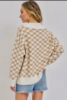 Tan Checkered Sweater