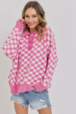 Pink Checkered Sweater