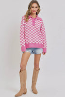 Pink Checkered Sweater