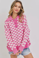 Pink Checkered Sweater