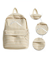Tan Coquette Bow Checkered Backpack