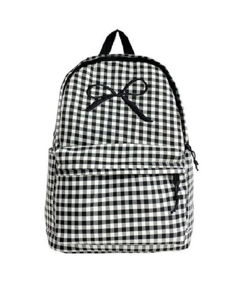 Black Coquette Bow Checkered Backpack