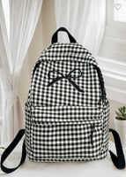 Black Coquette Bow Checkered Backpack