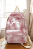 Pink Coquette Bow Checkered Backpack