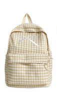 Tan Coquette Bow Checkered Backpack