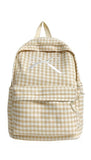 Tan Coquette Bow Checkered Backpack