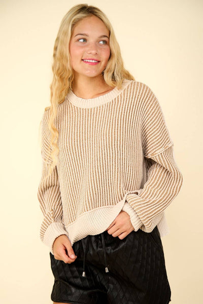 Ivory Contrast Stripe Sweater