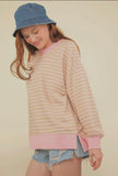 Beige and Pink Striped Sweater