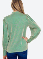 Green Ribbed Mocked Neck Top