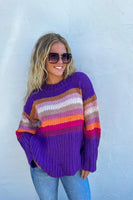 Purple Stripe Knit Sweater