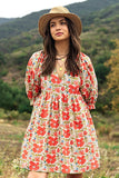 Cream and Coral Poppy Dress