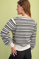 Bow Stripe Cardigan Sweater