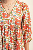 Cream and Coral Poppy Dress