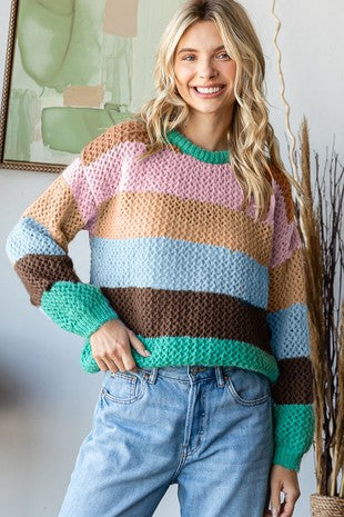 Mint Green Stripe Sweater