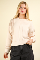 Ivory Knit Detail Pullover