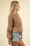 Mocha Knit Detail Pullover