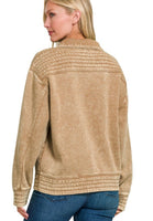 Deep Camel Acid Wash Half Snap Pullover