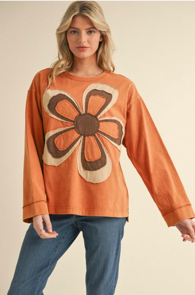 Toffee Daisy Patch Top