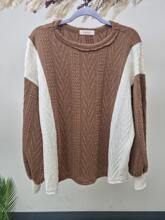 Mocha and Ivory Cable Knit Top