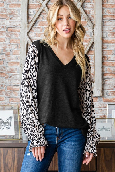 Black Dot Slv Top (Reg/Plus)