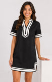 Black and White Trimmed Linen Dress