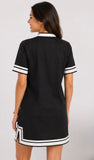 Black and White Trimmed Linen Dress