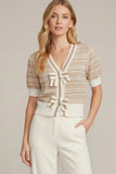 Mocha and Cream Bow Stripe Top