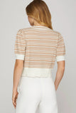 Mocha and Cream Bow Stripe Top