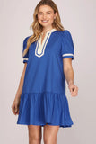 Blue and White Mini Dress