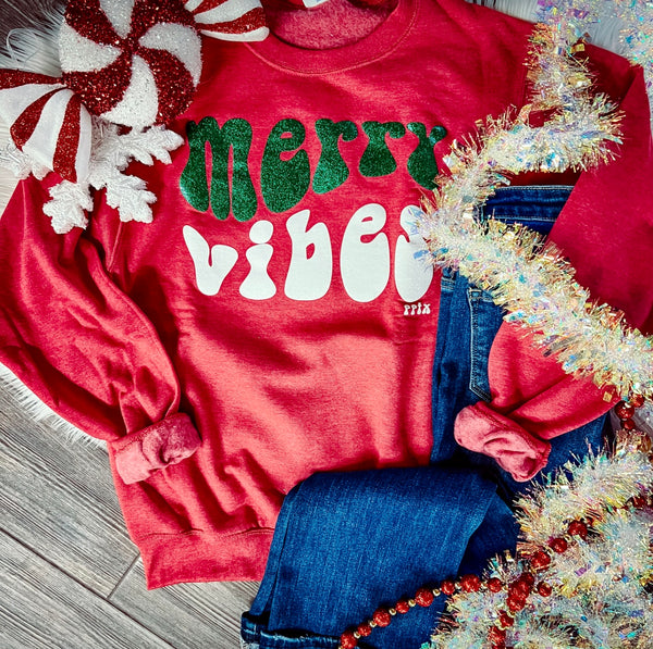 Red Merry Vibes Sweatshirt