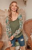 Olive Floral Knit Sweater