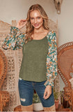 Olive Floral Knit Sweater