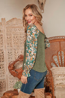 Olive Floral Knit Sweater