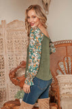 Olive Floral Knit Sweater