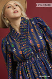 Umgee Navy Mix Print Dress Plus