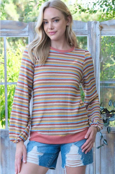 Mauve Multi Stripe Sweater