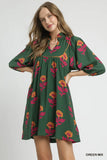 Umgee Green Floral Print Dress