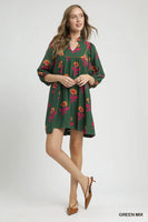 Umgee Green Floral Print Dress
