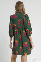 Umgee Green Floral Print Dress