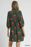 Umgee Green Floral Print Dress