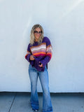 Purple Stripe Knit Sweater