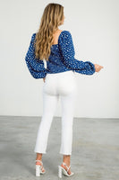 Blue Dot Ruched Top