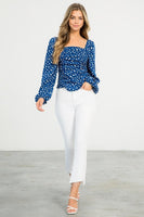 Blue Dot Ruched Top