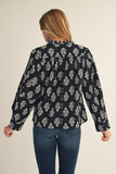 Black Floral Print Top