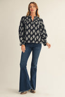 Black Floral Print Top