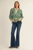 Green Tribal Print Top