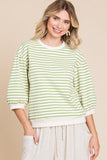 Avocado and Ivory Striped Top
