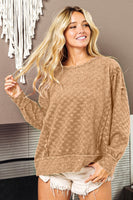 Brushed Taupe Checkered Sweater