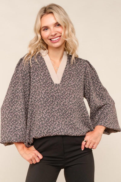 Charcoal Animal Print Top